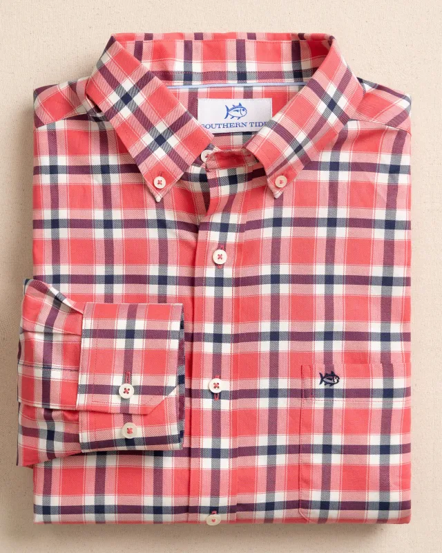 Beachrock Plaid Skipjack Sport Shirt - Snapper sold by Southern Tide
