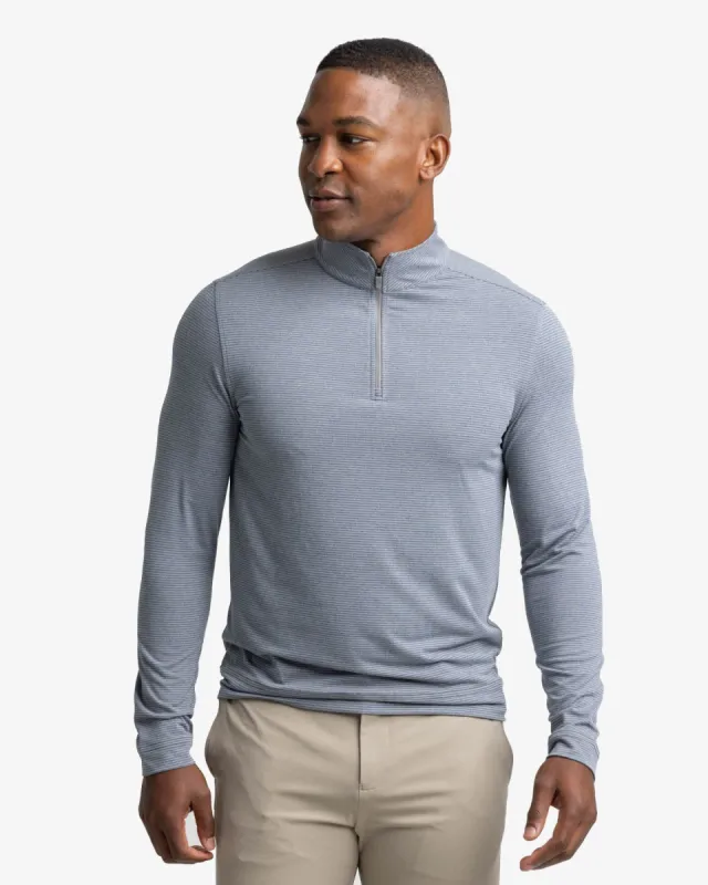 Cruiser Heather Micro-Stripe Performance Quarter Zip Pullover sold by Southern Tide