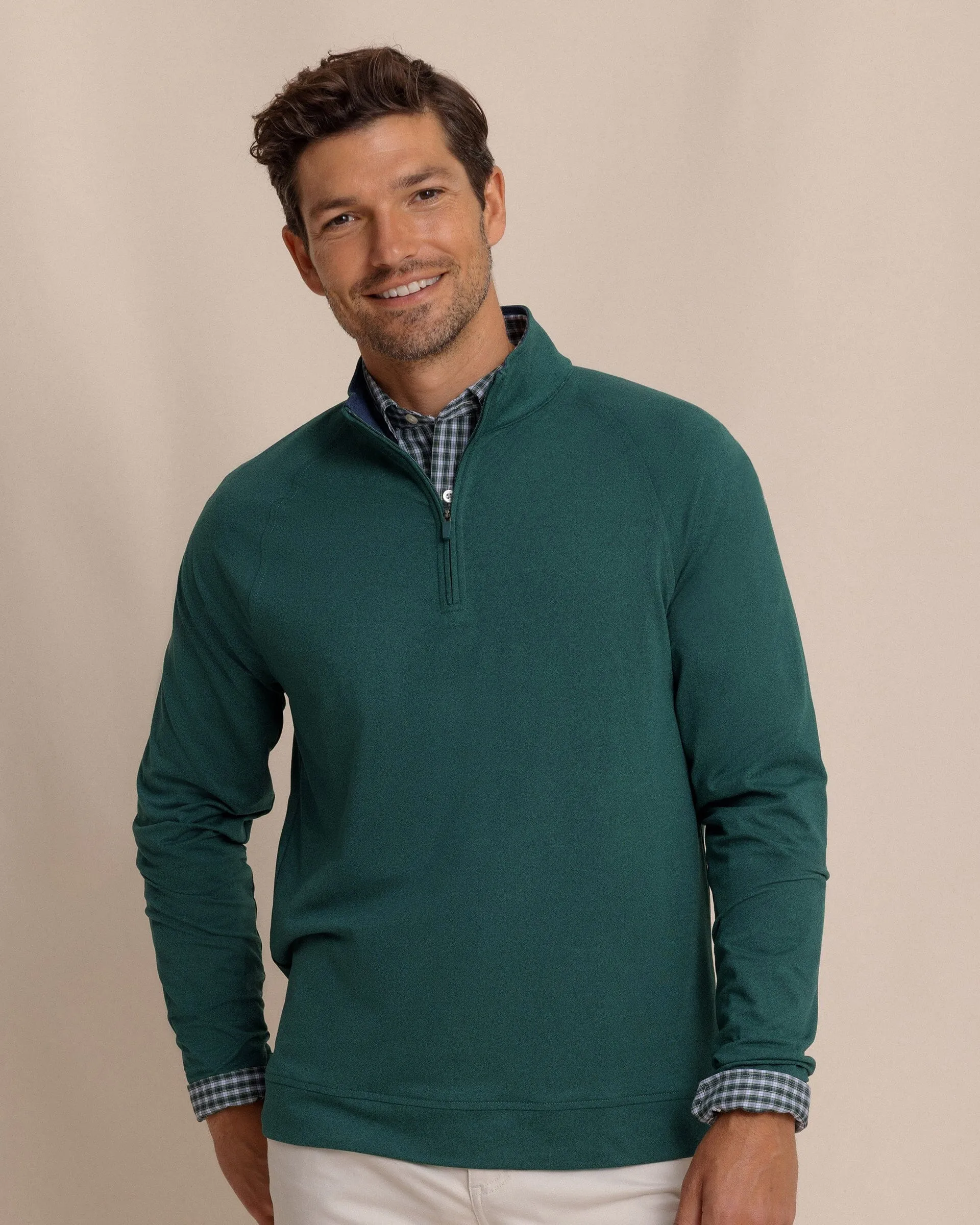 Cruiser Heather Quarter Zip Pullover - Heather Salt Meadow sold by Southern Tide