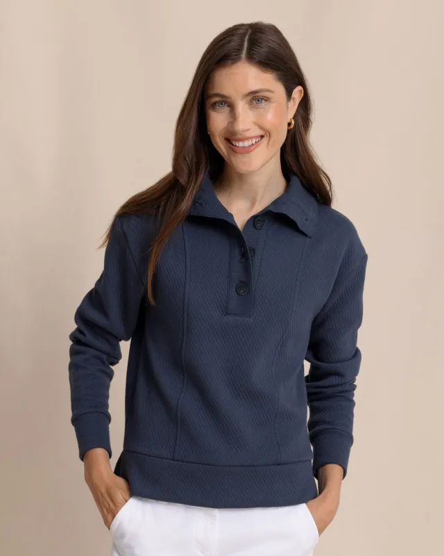 Tonya Button Mock Pullover - Dress Blue sold by Southern Tide