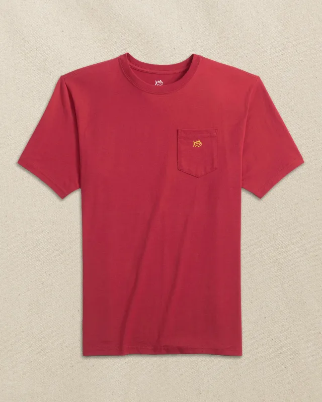 Embroidered Skipjack Short Sleeve T-Shirt - Crimson and Gold made by Southern Tide