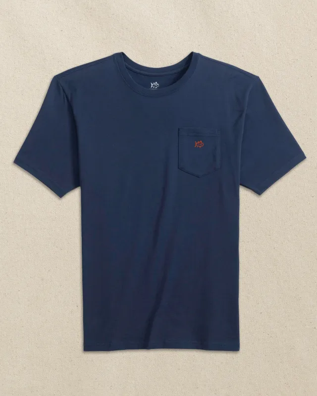Embroidered Skipjack Short Sleeve T-Shirt - Navy and Red made by Southern Tide