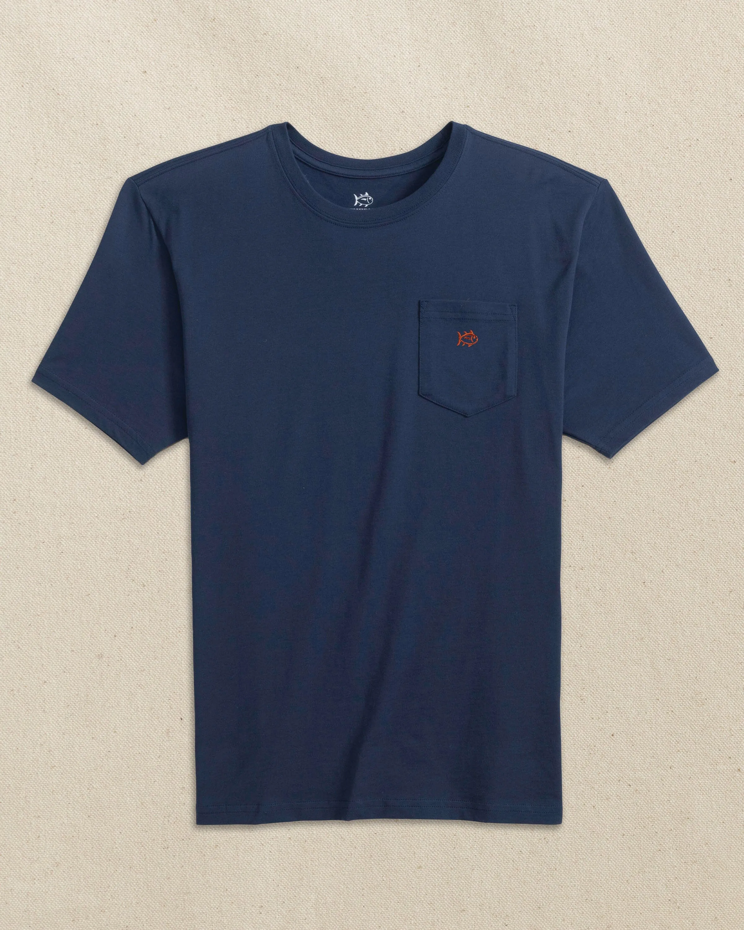 Embroidered Skipjack Short Sleeve T-Shirt - Navy and Red sold by Southern Tide