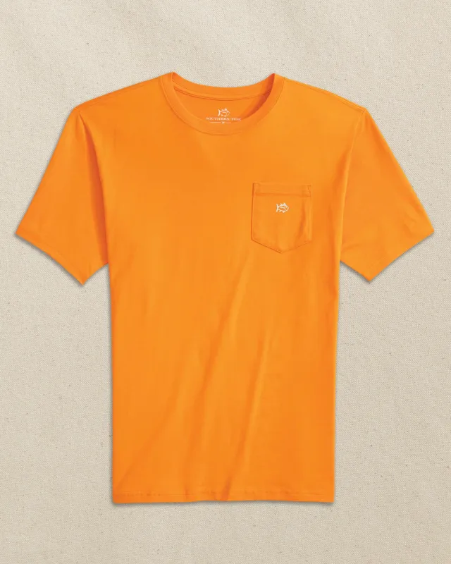Embroidered Skipjack Short Sleeve T-Shirt - Orange and White made by Southern Tide