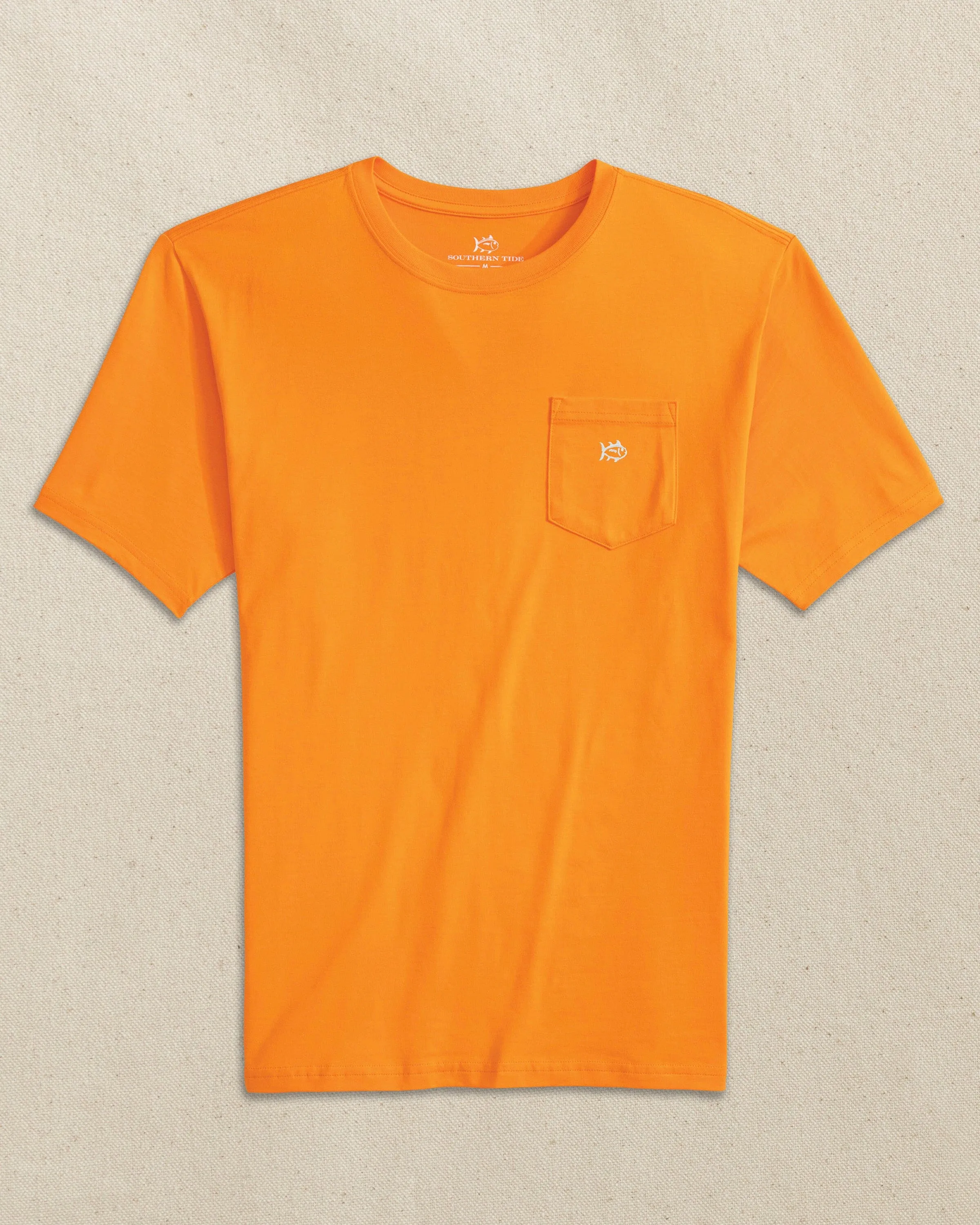 Embroidered Skipjack Short Sleeve T-Shirt - Orange and White sold by Southern Tide