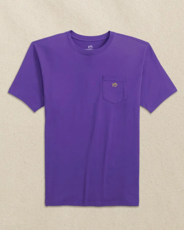 Embroidered Skipjack Short Sleeve T-Shirt - Purple and Yellow made by Southern Tide