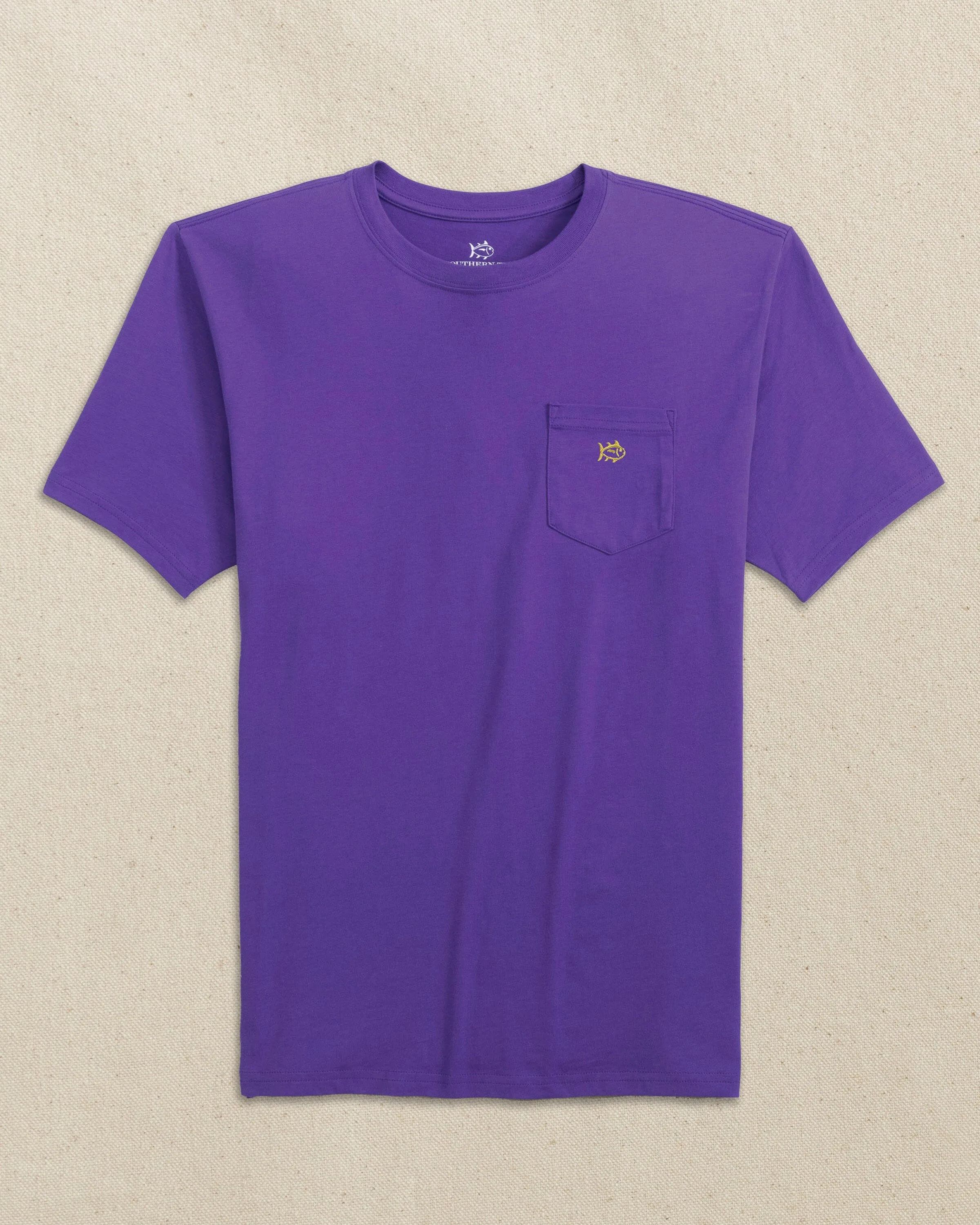 Embroidered Skipjack Short Sleeve T-Shirt - Purple and Yellow sold by Southern Tide