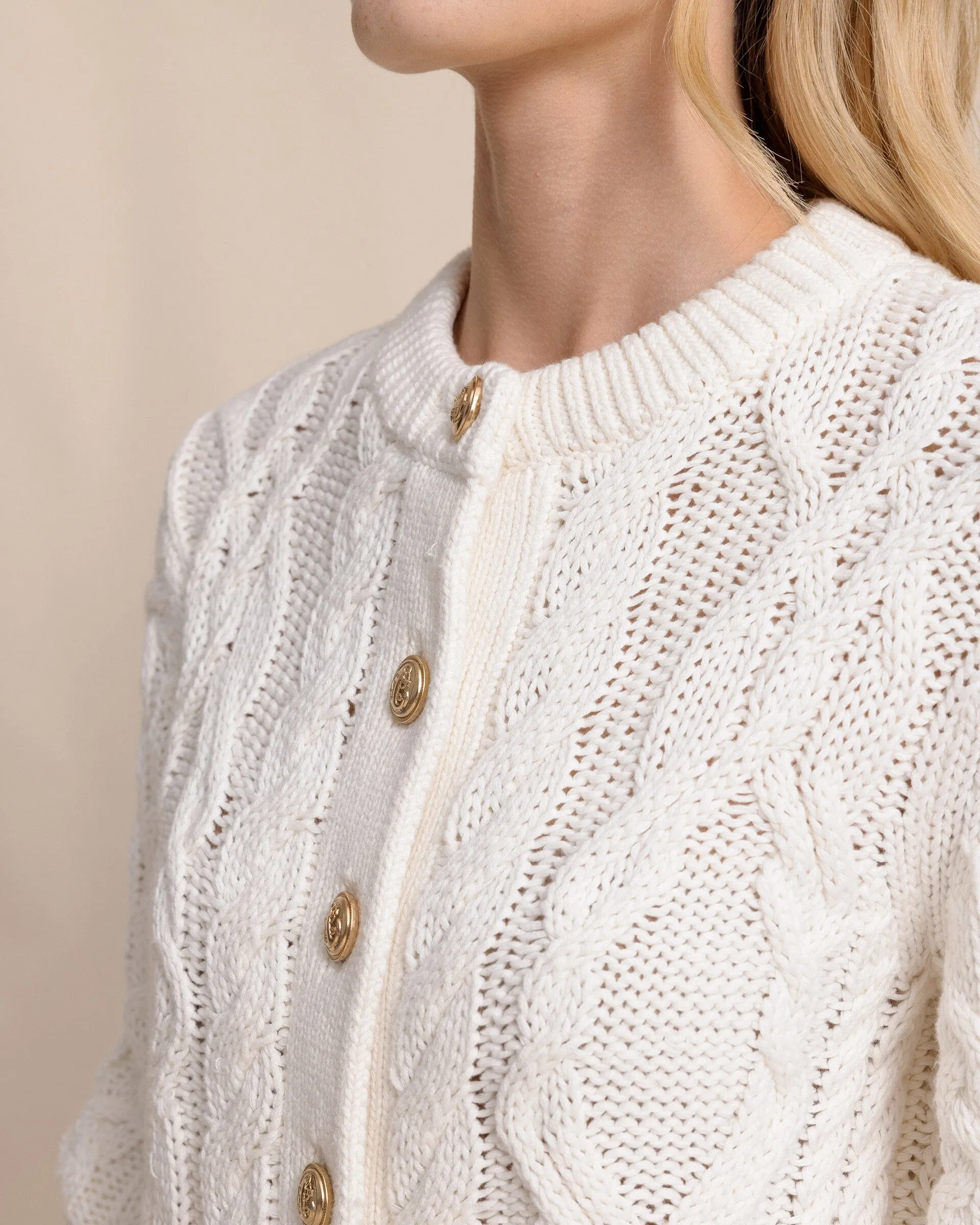 Clarke Cable Knit Cardigan - Sand White sold by Southern Tide product image thumbnail 3