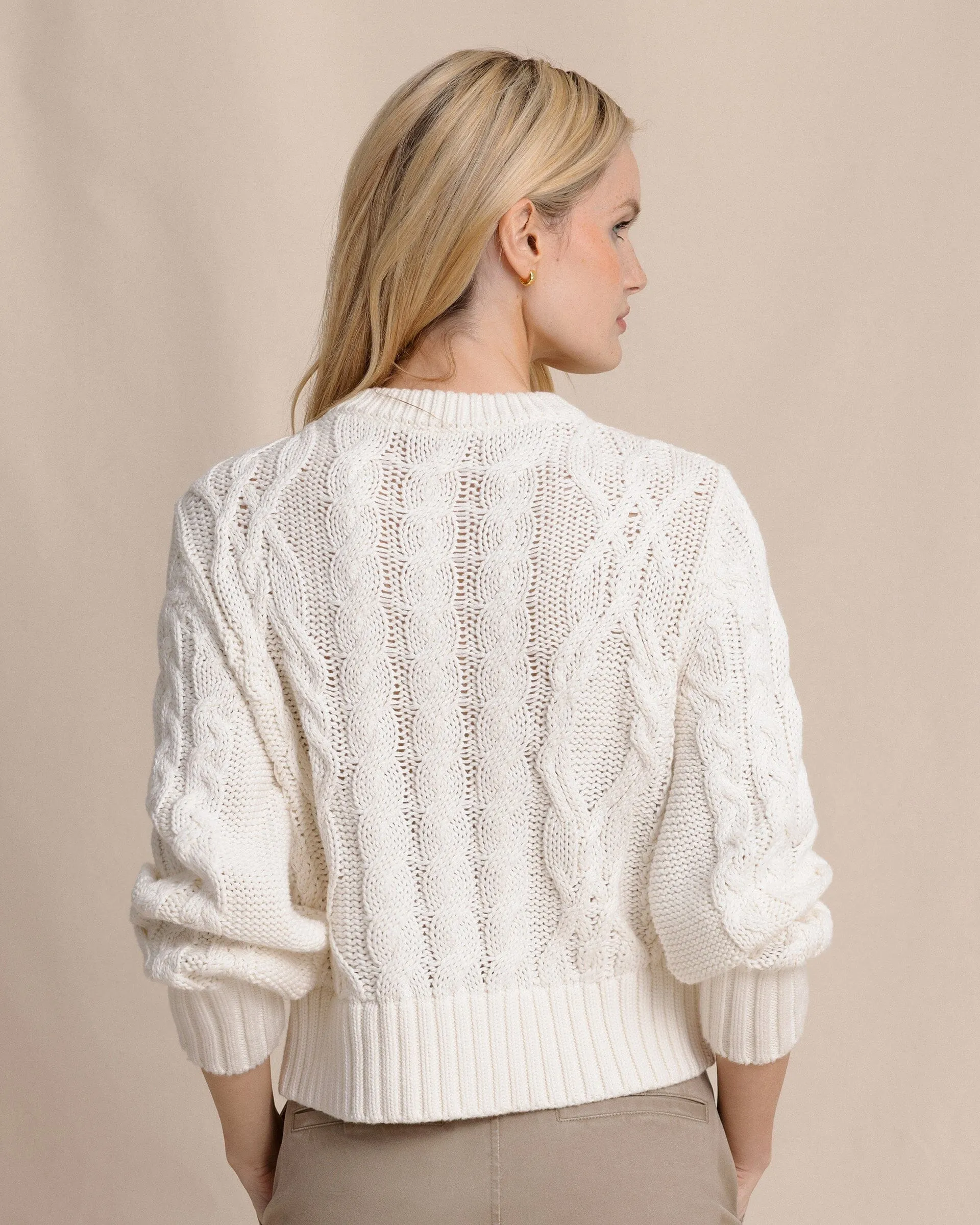 Clarke Cable Knit Cardigan - Sand White sold by Southern Tide product image thumbnail 2