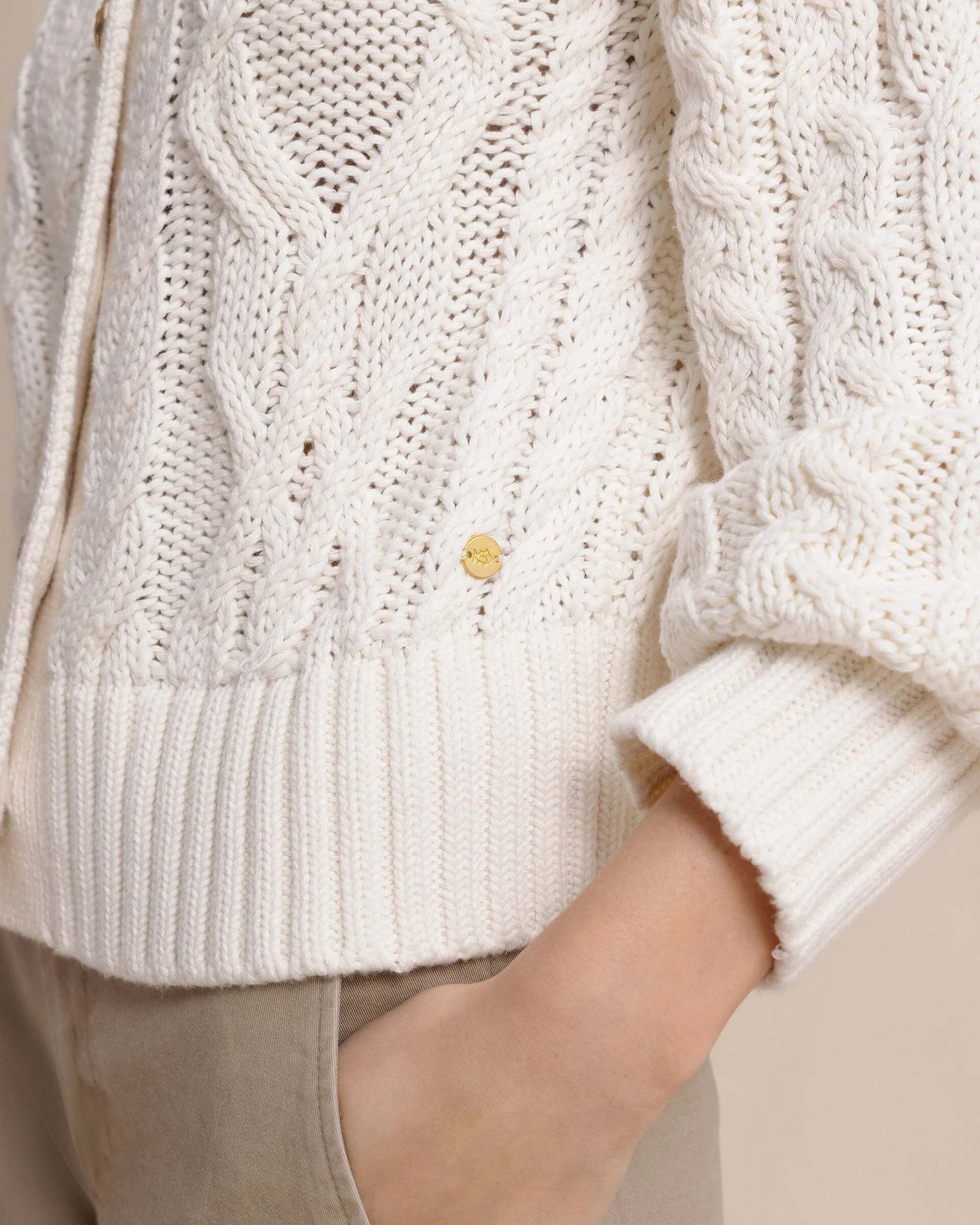 Clarke Cable Knit Cardigan - Sand White sold by Southern Tide product image thumbnail 4