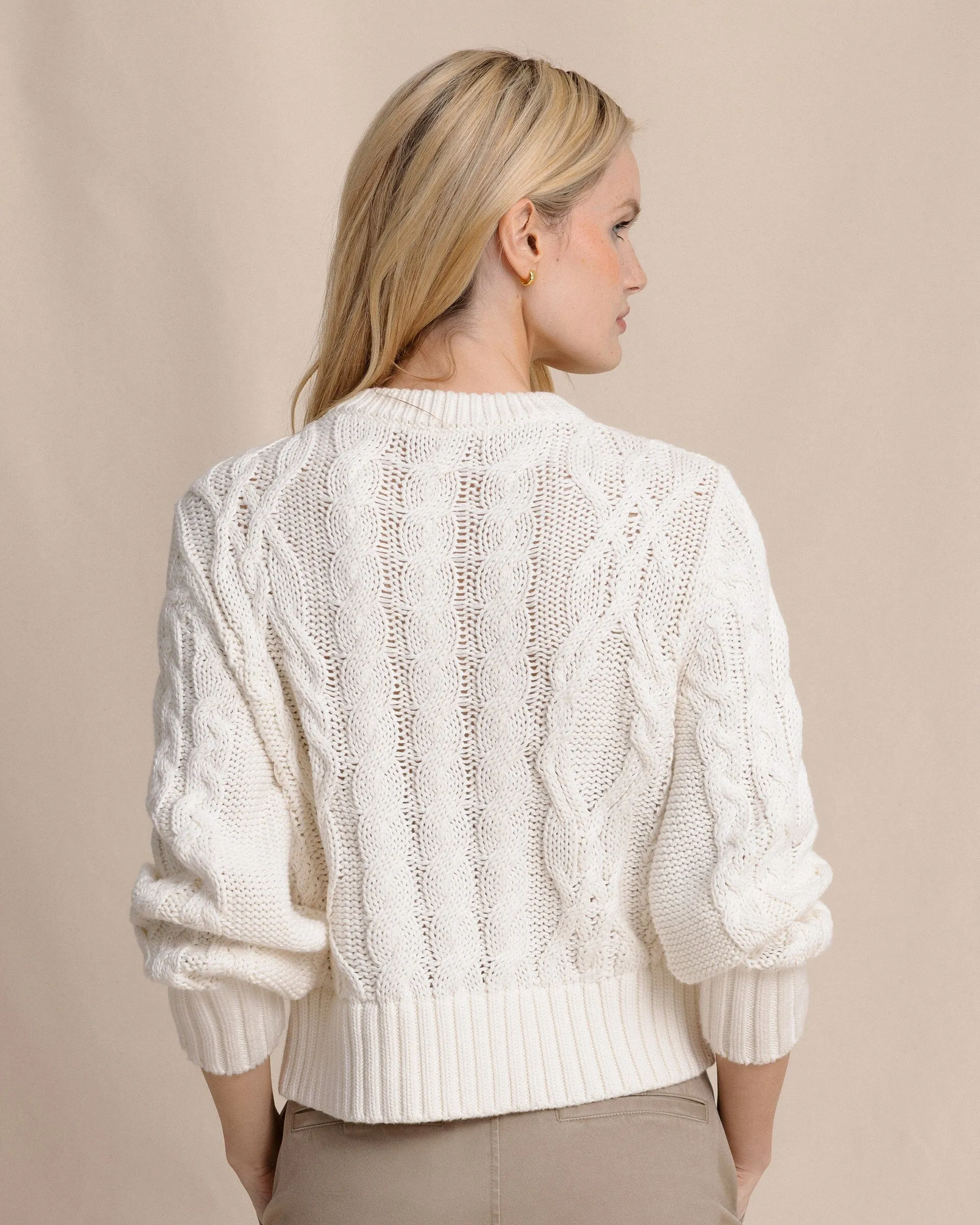 Clarke Cable Knit Cardigan - Sand White sold by Southern Tide product image thumbnail 5