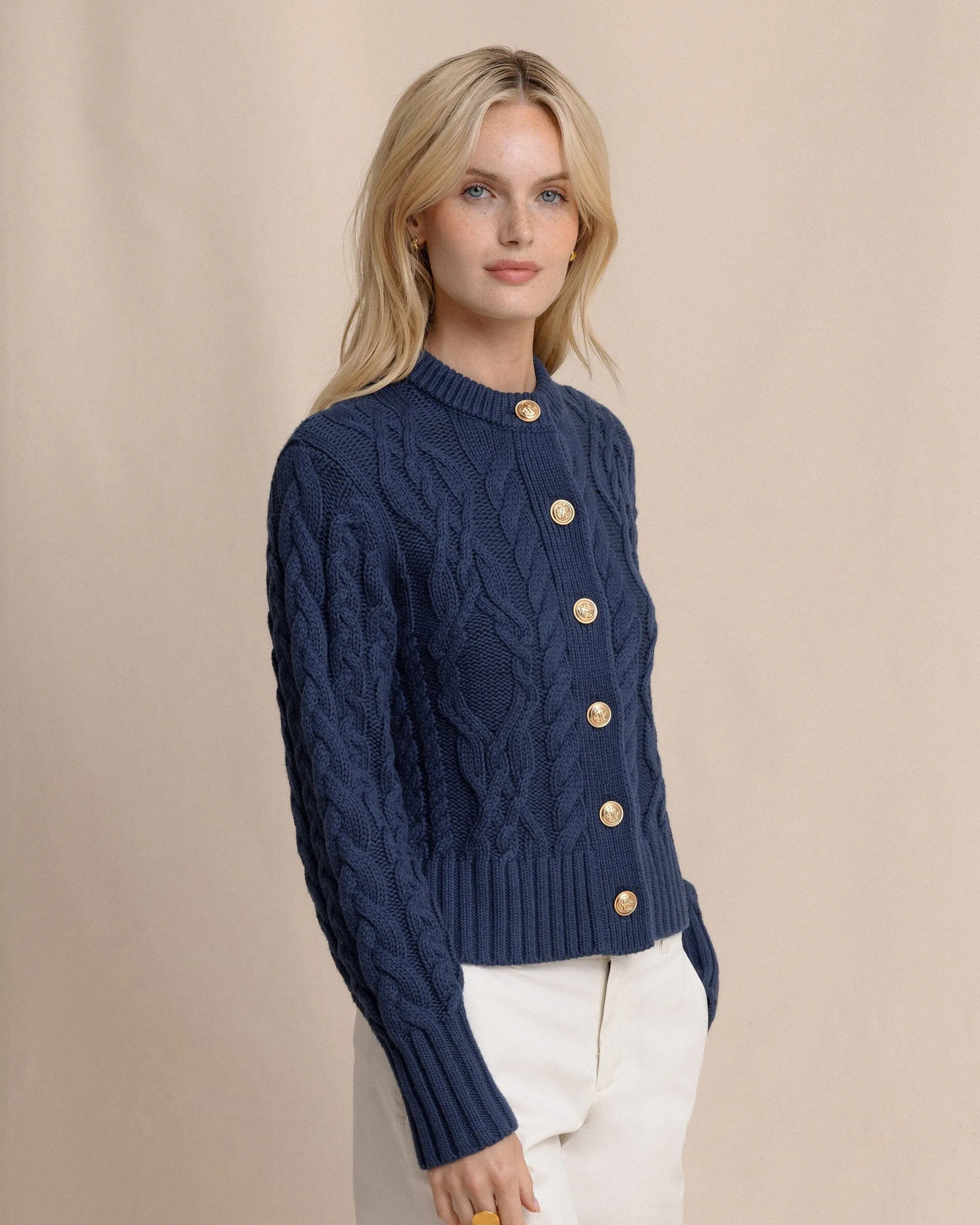 Clarke Cable Knit Cardigan - Dress Blue sold by Southern Tide product image thumbnail 5