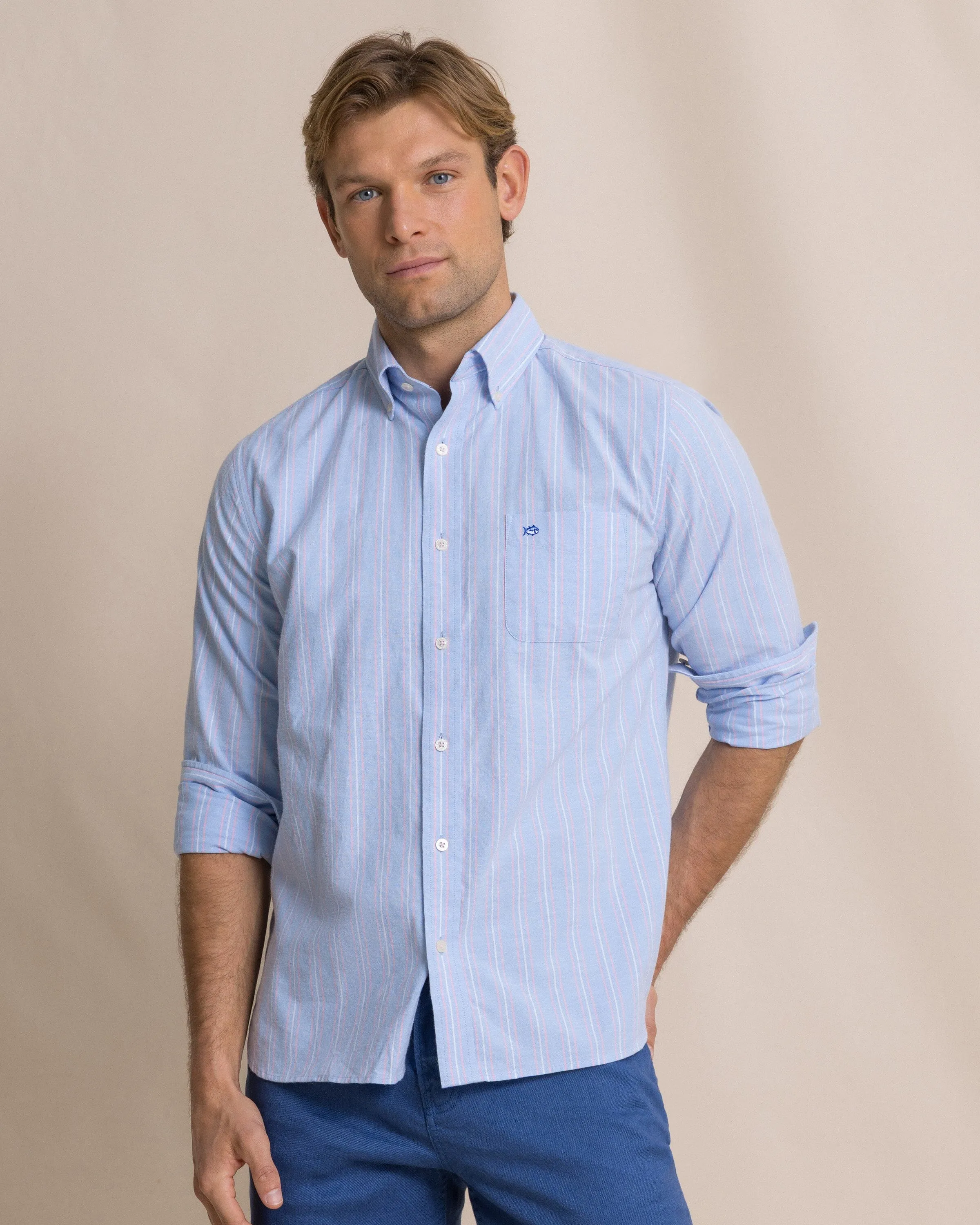 Beachside Charleston Oxford Stripe Sport Shirt sold by Southern Tide product image thumbnail 4