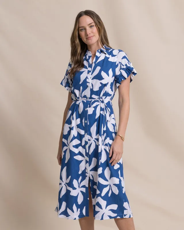 Tyra Printed Ruffle Sleeve Midi Dress made by Southern Tide
