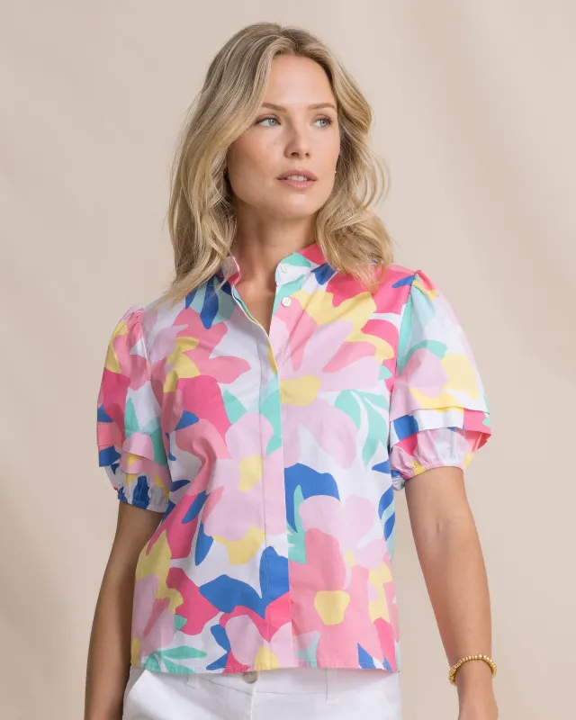 Payge Floral Print Poplin Top made by Southern Tide