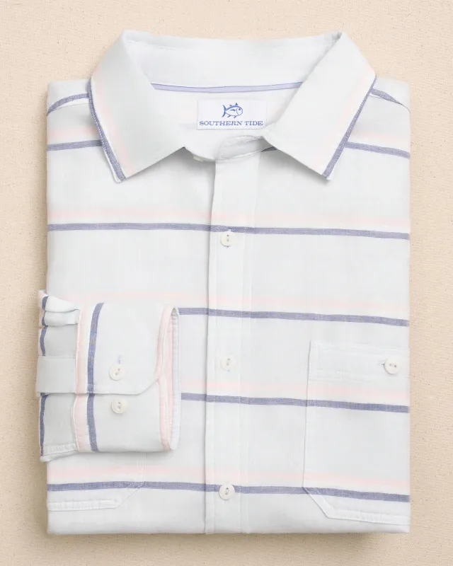 Sunset Bay Stripe Double Cloth Sport Shirt made by Southern Tide