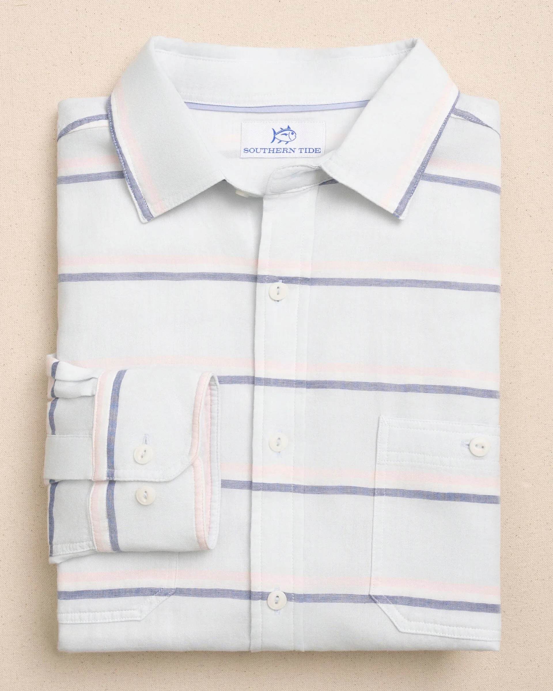 Sunset Bay Stripe Double Cloth Sport Shirt sold by Southern Tide