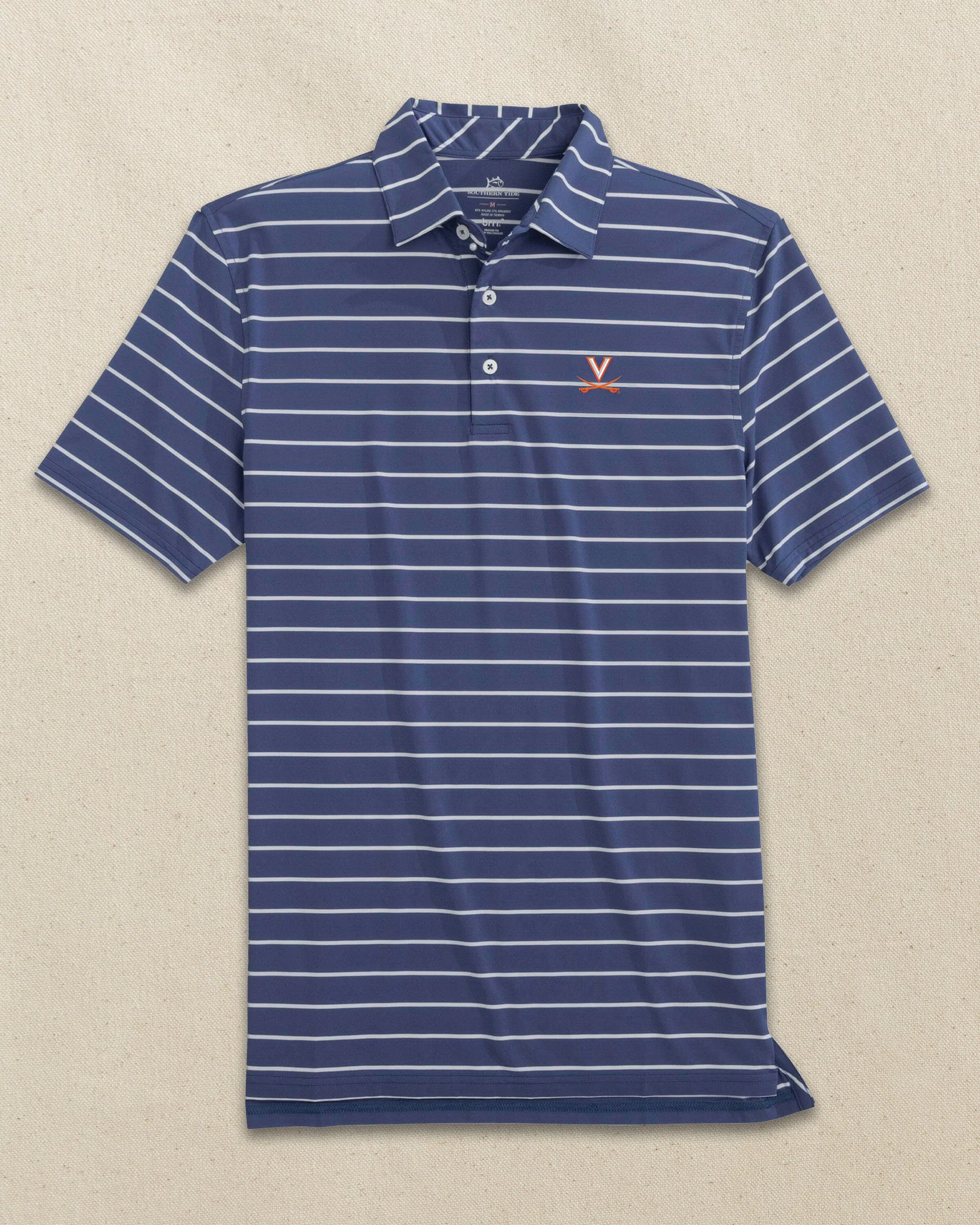 UVA Cavaliers brrr°®-eeze Desmond Stripe Polo sold by Southern Tide