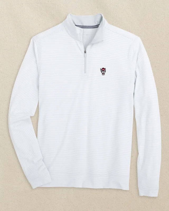 NC State Wolf Head Cruiser Micro-Stripe Heather Quarter Zip made by Southern Tide