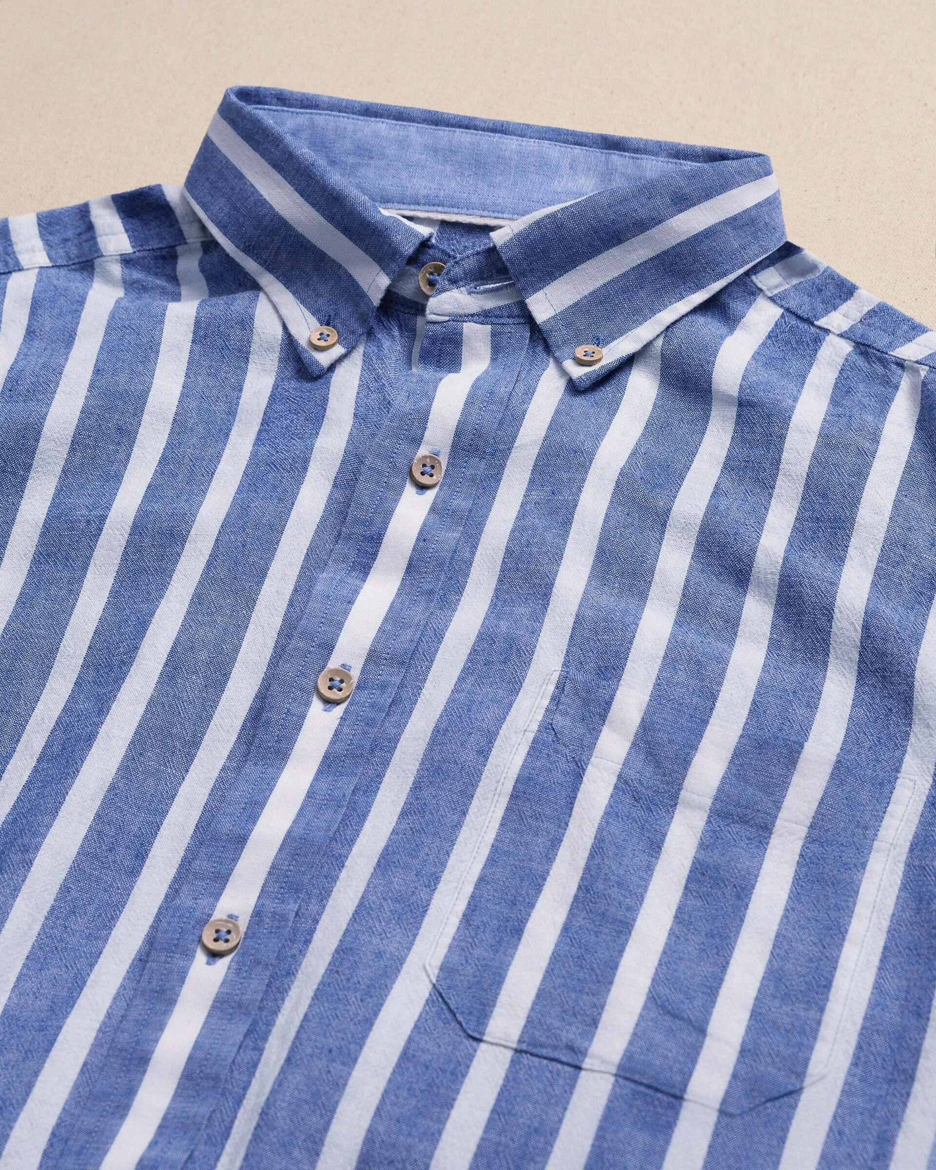 Seamark Stripe Linen Rayon Short Sleeve Sport Shirt sold by Southern Tide product image thumbnail 4