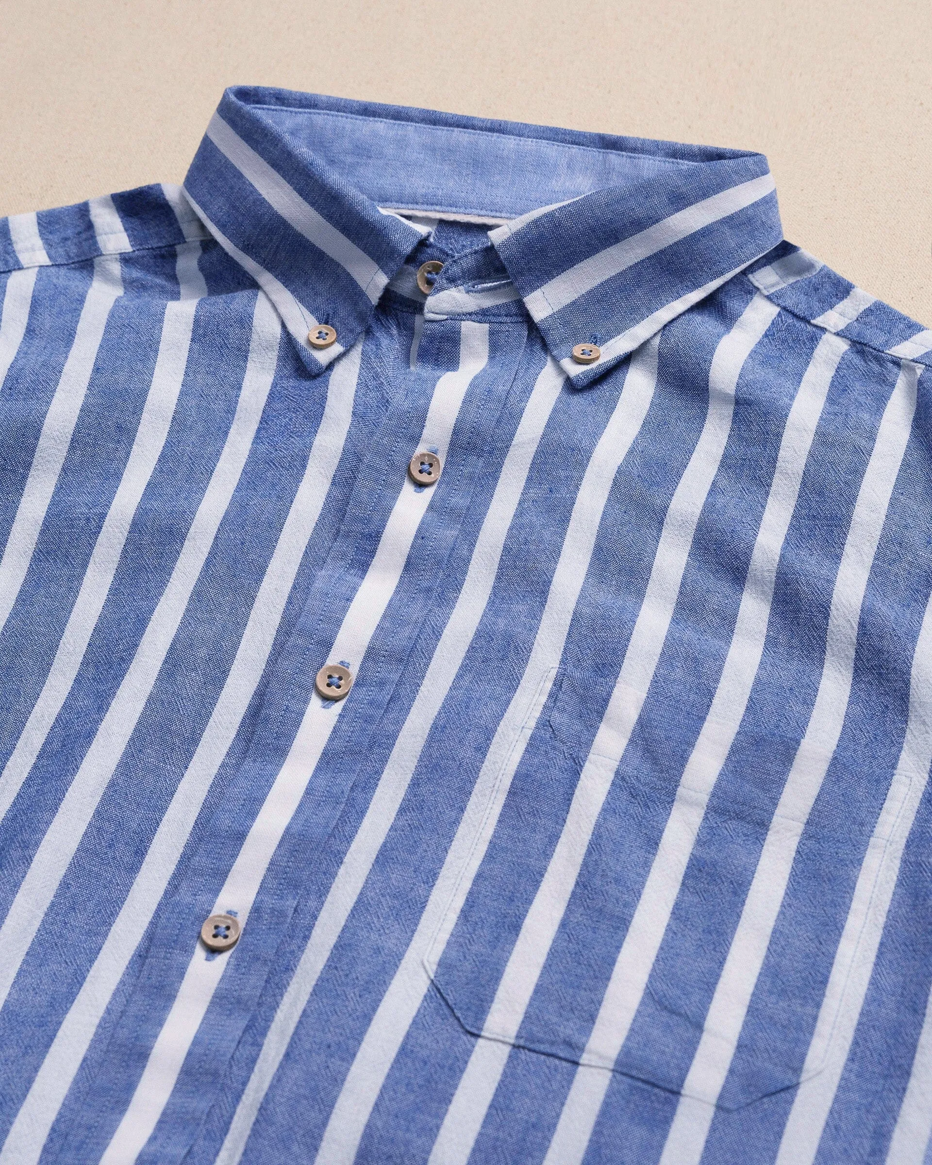 Seamark Stripe Linen Rayon Short Sleeve Sport Shirt sold by Southern Tide product image thumbnail 2