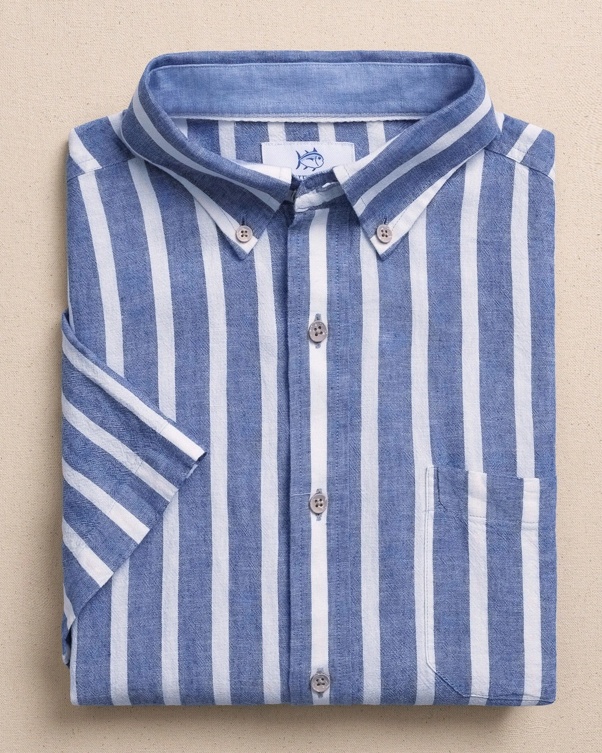 Seamark Stripe Linen Rayon Short Sleeve Sport Shirt sold by Southern Tide