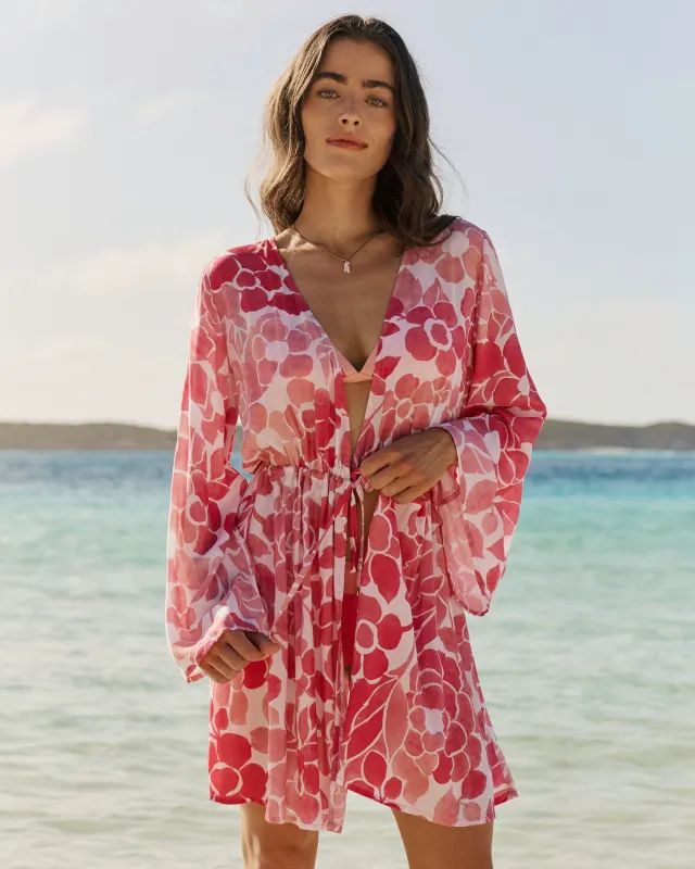 Floral Bell Sleeve Short Tunic Cover-Up made by Southern Tide