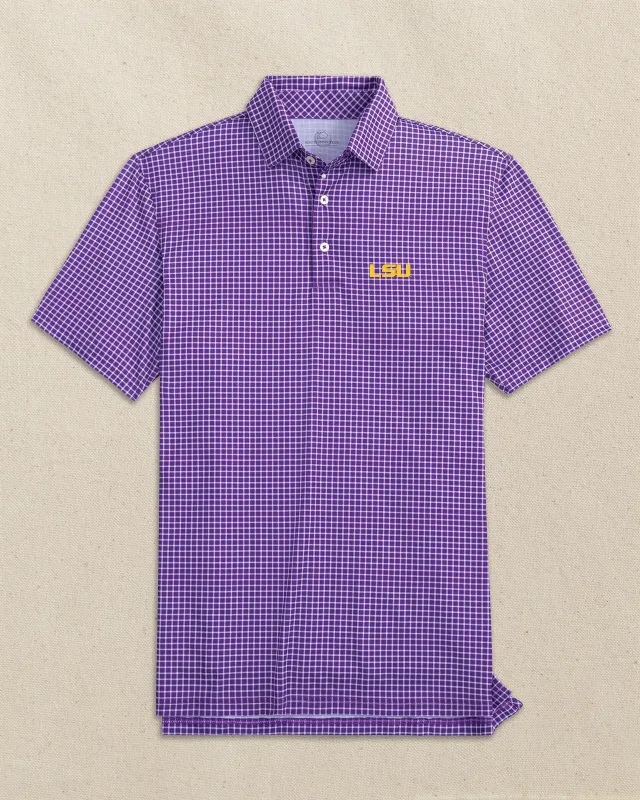 LSU Tigers Driver Dunes Edge Plaid Polo made by Southern Tide