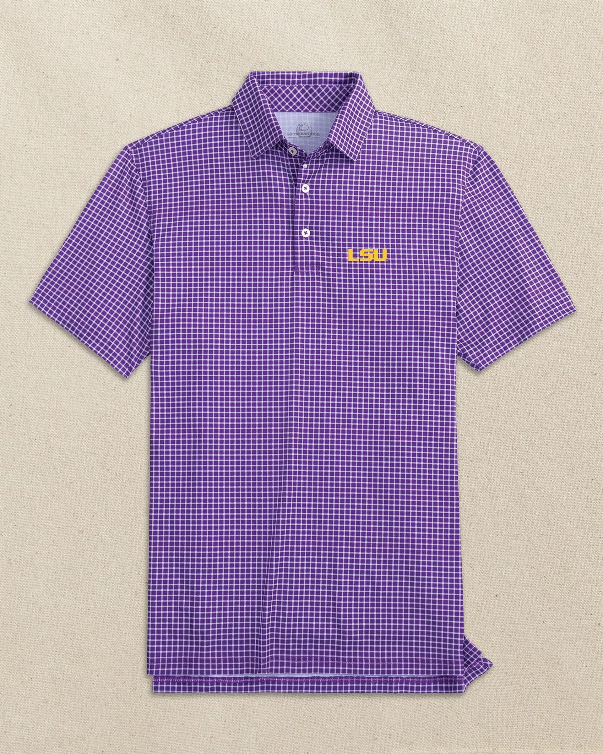 LSU Tigers Driver Dunes Edge Plaid Polo sold by Southern Tide product image thumbnail 2