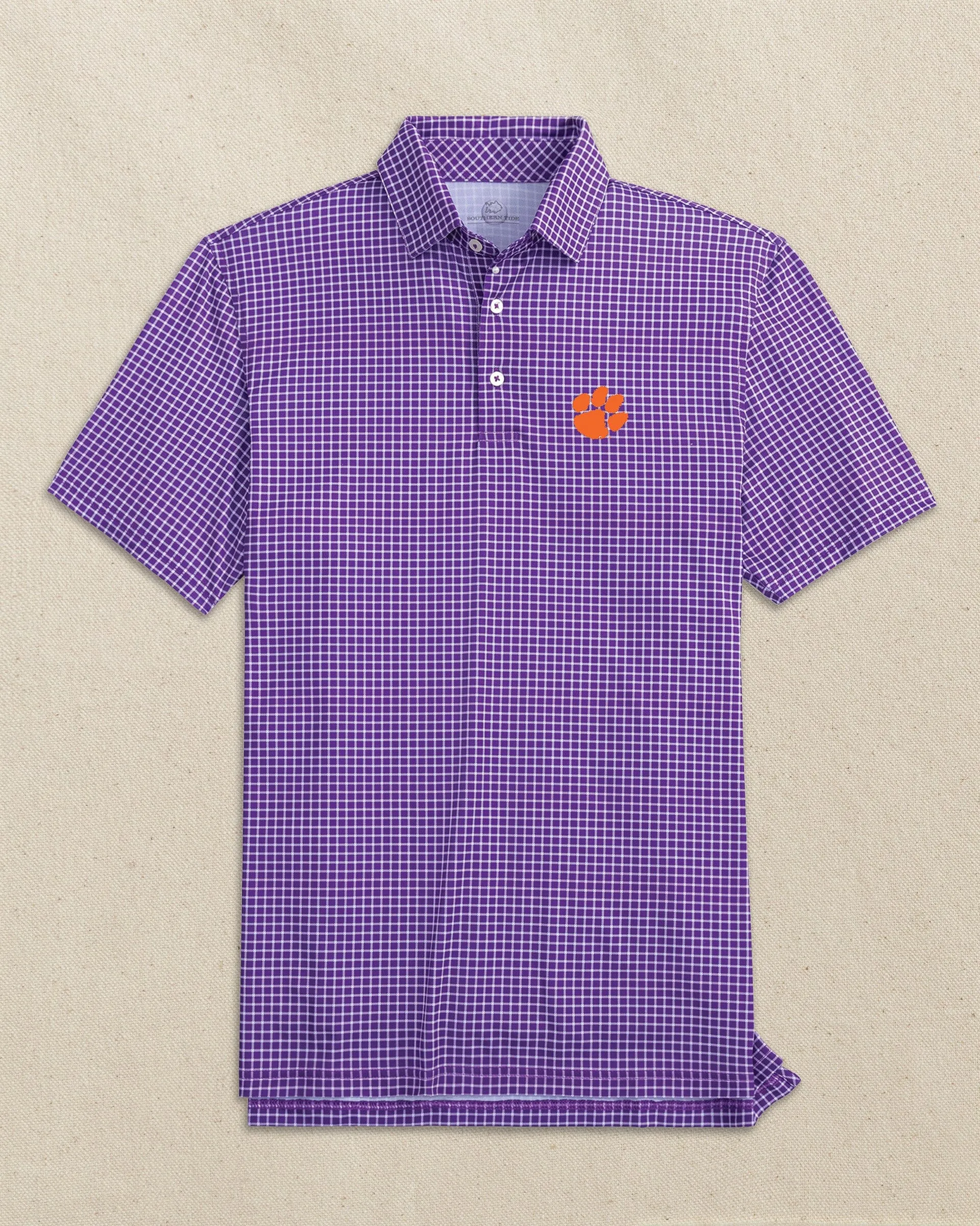 Clemson Tigers Driver Dunes Edge Plaid Polo sold by Southern Tide product image thumbnail 3
