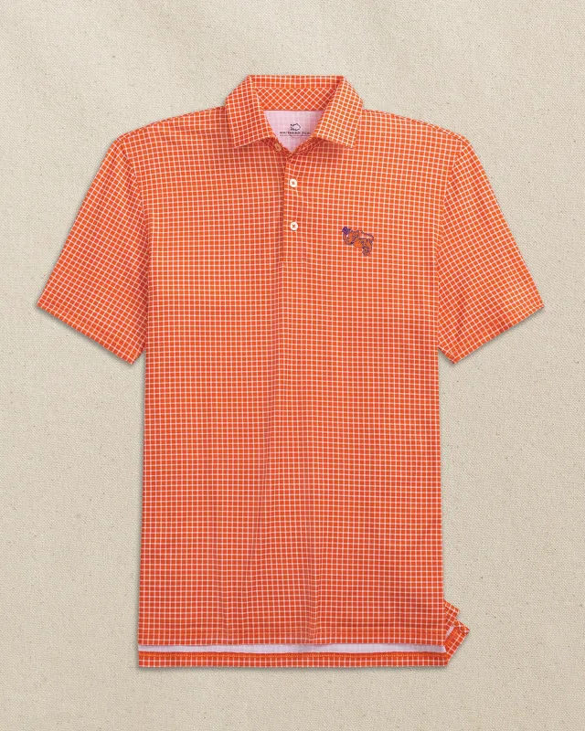 Clemson Gentleman Tiger Driver Dunes Edge Plaid Polo made by Southern Tide
