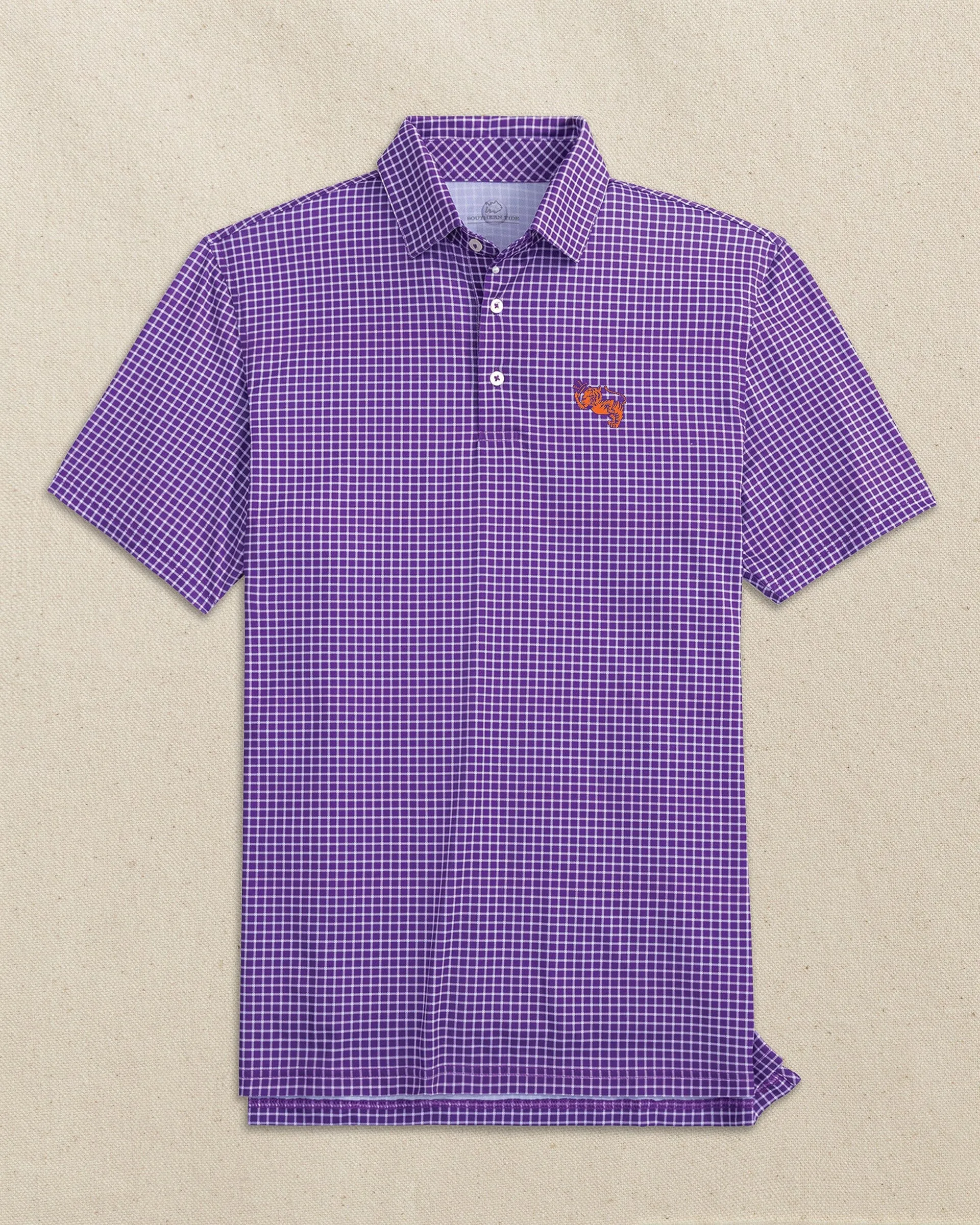 Clemson Gentleman Tiger Driver Dunes Edge Plaid Polo sold by Southern Tide product image thumbnail 3