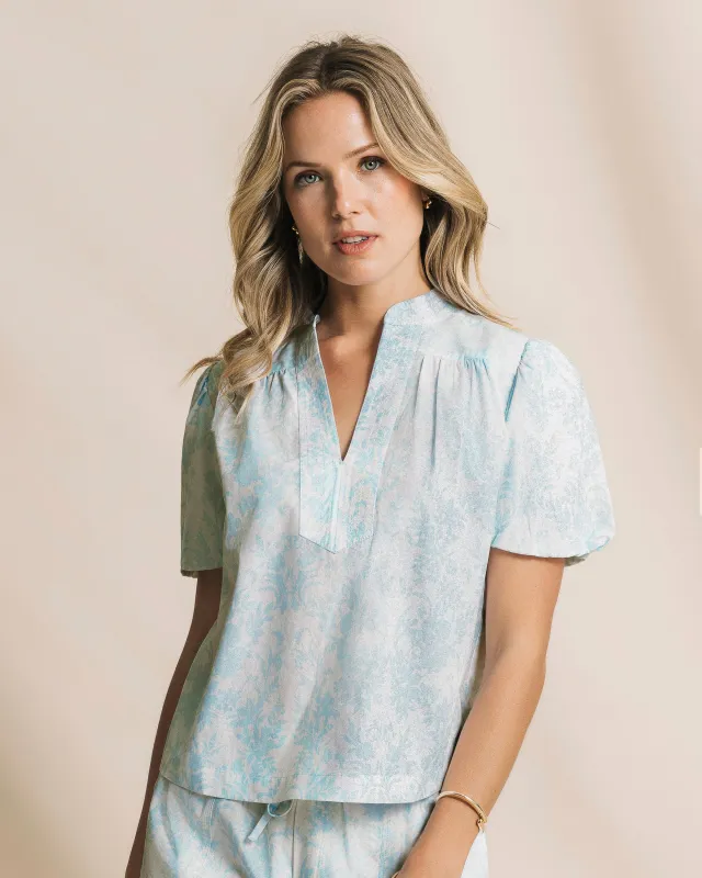 Cassia Bubble Sleeve Top made by Southern Tide