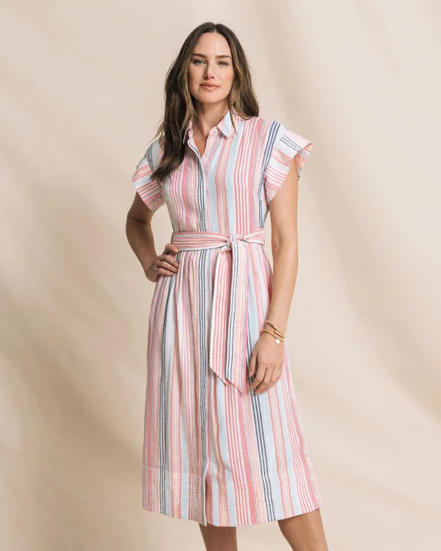 Tinley Striped Belted Midi Shirtdress made by Southern Tide