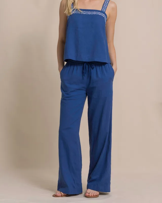 Laken Linen Wide Leg Pant - Nautical Blue made by Southern Tide