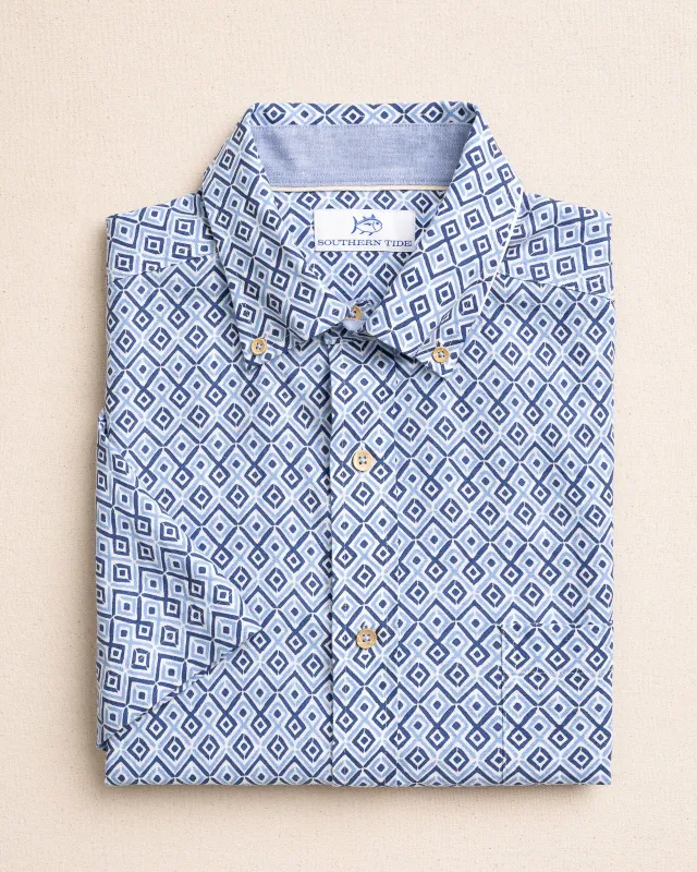 Marine Mirage Linen Rayon Short Sleeve Sport Shirt made by Southern Tide