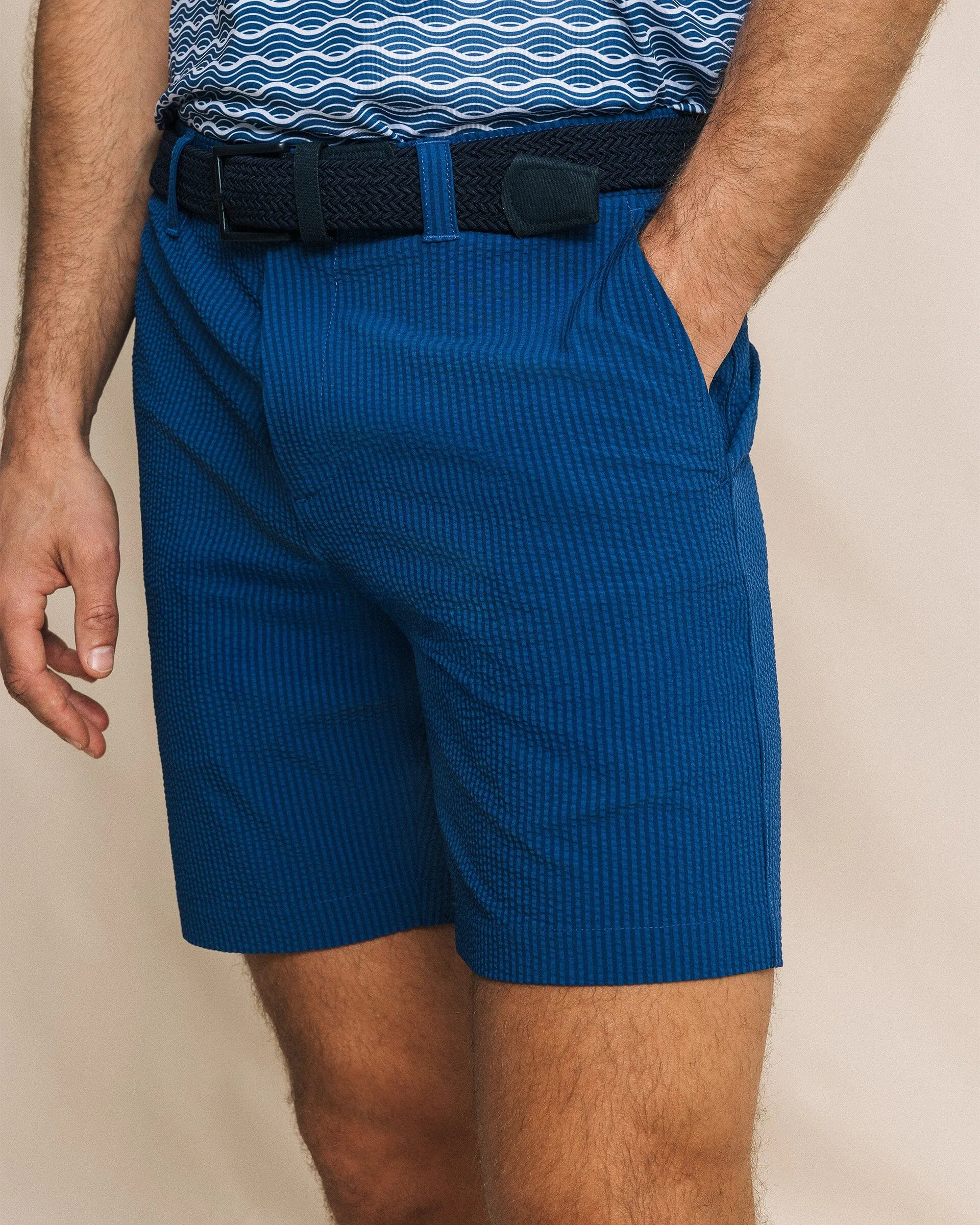 Coral Vista Seersucker 8" Coastal Breeze® Performance Short - Nautical Blue sold by Southern Tide product image thumbnail 3