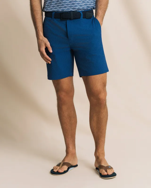 Coral Vista Seersucker 8" Coastal Breeze® Performance Short - Nautical Blue made by Southern Tide