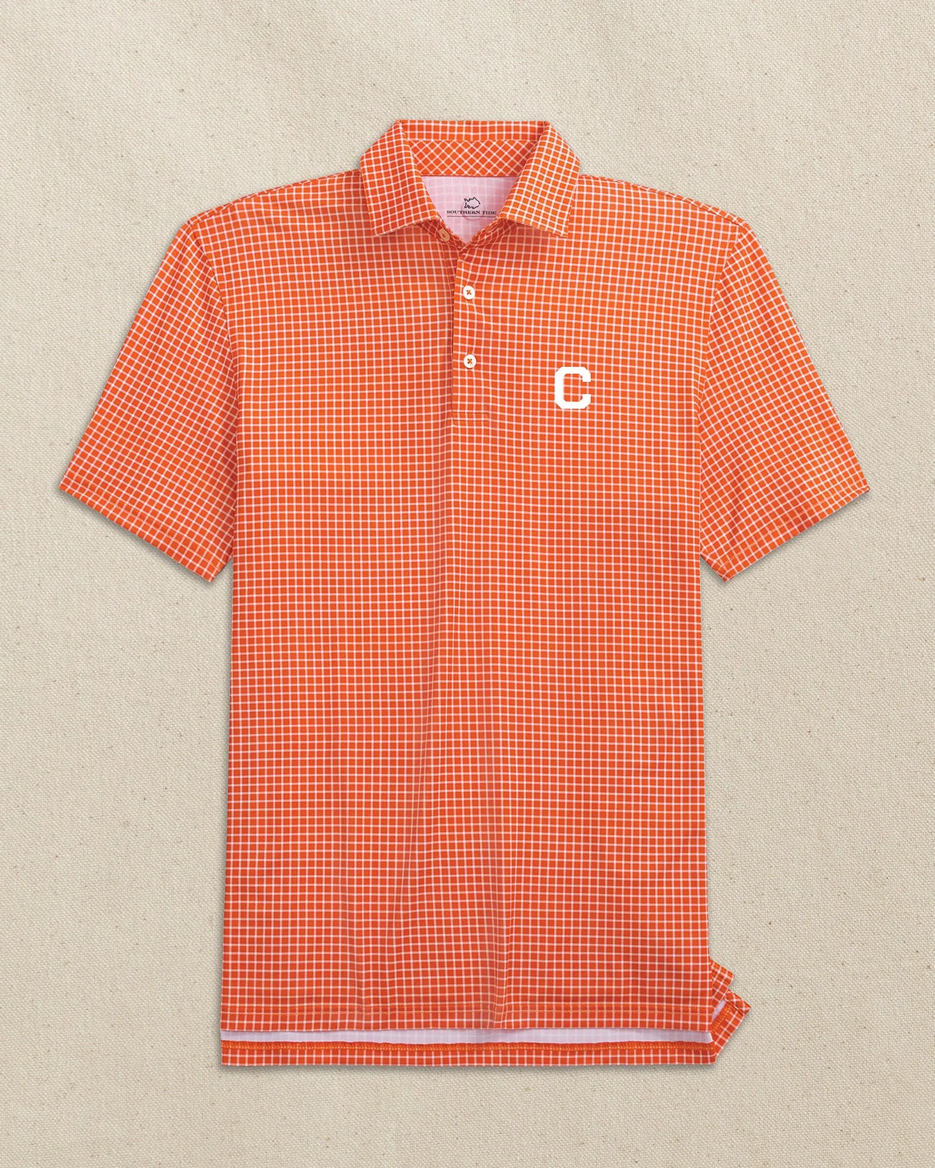 Clemson Tigers Block C Driver Dunes Edge Plaid Polo sold by Southern Tide product image thumbnail 3