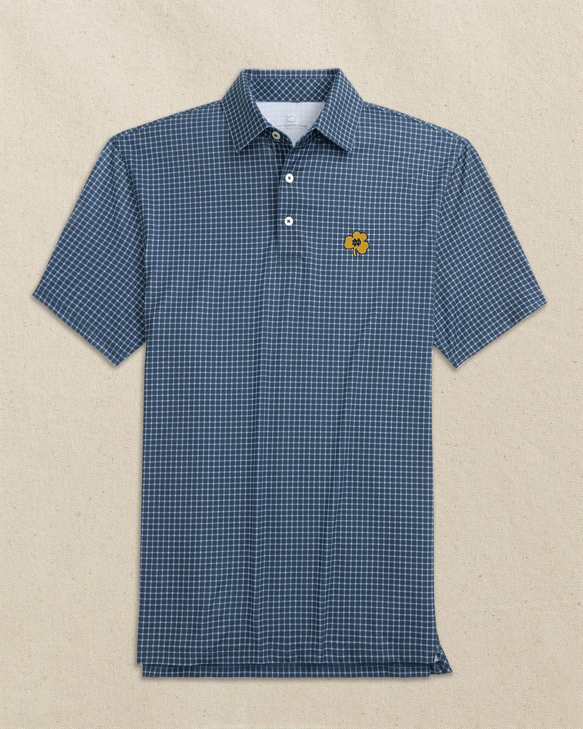 Notre Dame Shamrock Driver Dunes Edge Plaid Polo sold by Southern Tide product image thumbnail 2