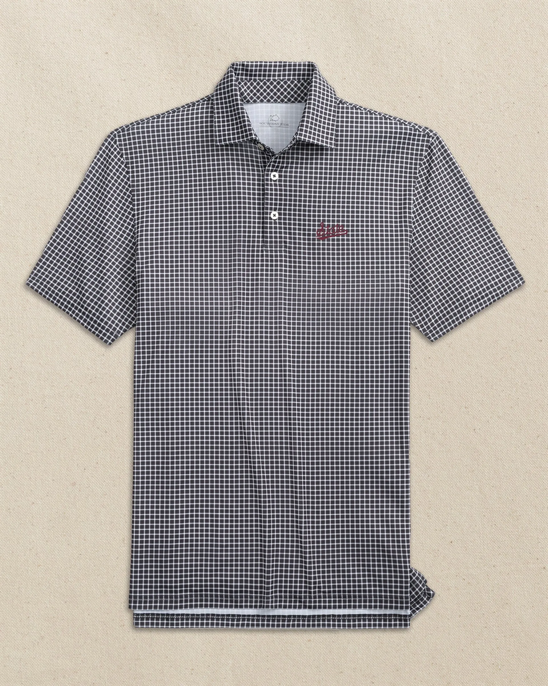 Mississippi State Script Driver Dunes Edge Plaid Polo sold by Southern Tide product image thumbnail 3
