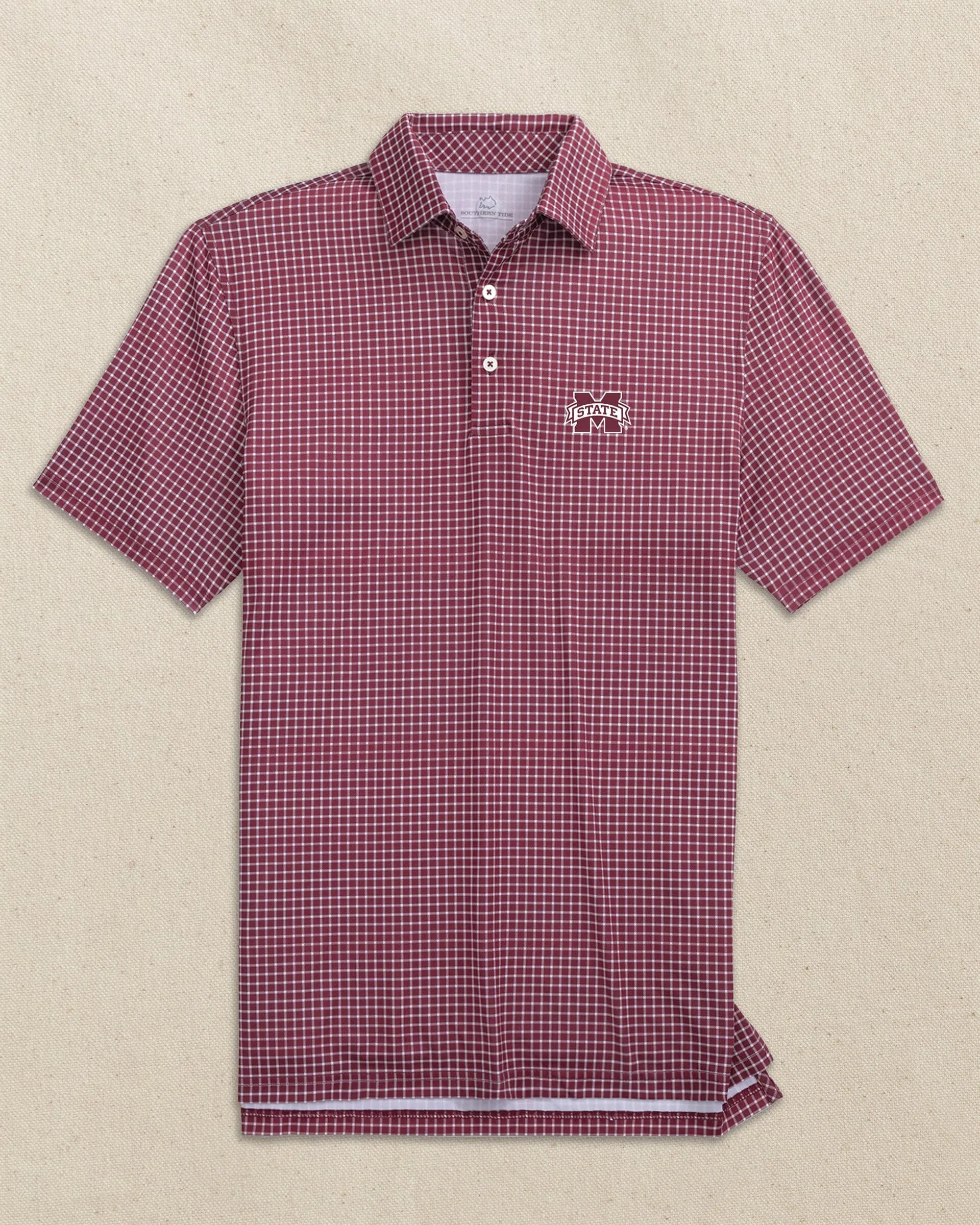 Mississippi State Bulldogs Driver Dunes Edge Plaid Polo sold by Southern Tide product image thumbnail 4