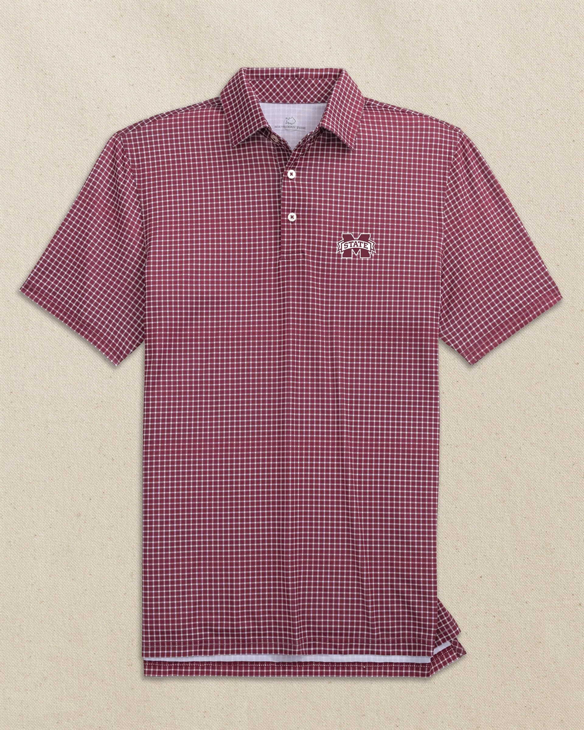 Mississippi State Bulldogs Driver Dunes Edge Plaid Polo sold by Southern Tide product image thumbnail 3