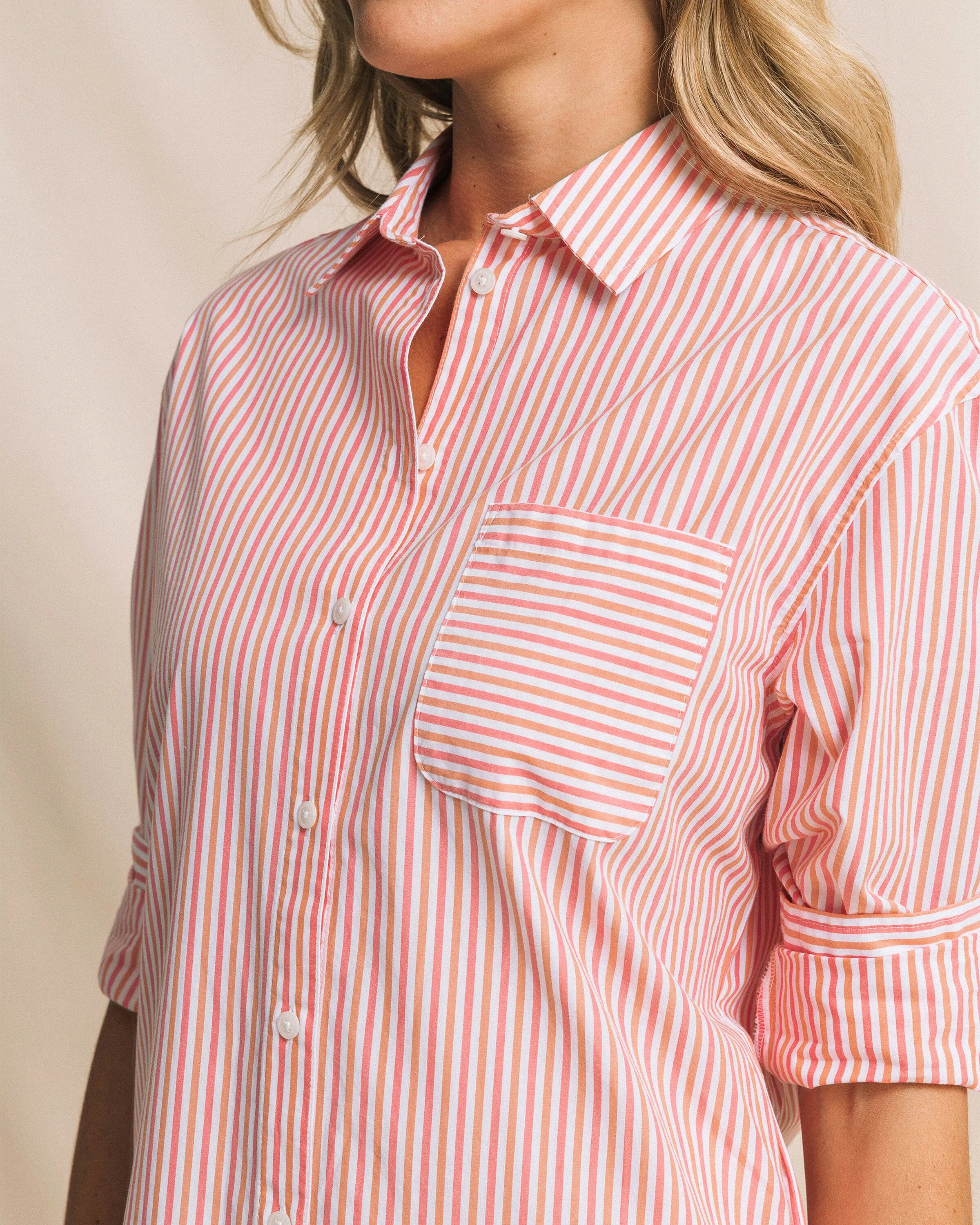 Cam Stripe Poplin Dress - Peaches N' Cream sold by Southern Tide product image thumbnail 3