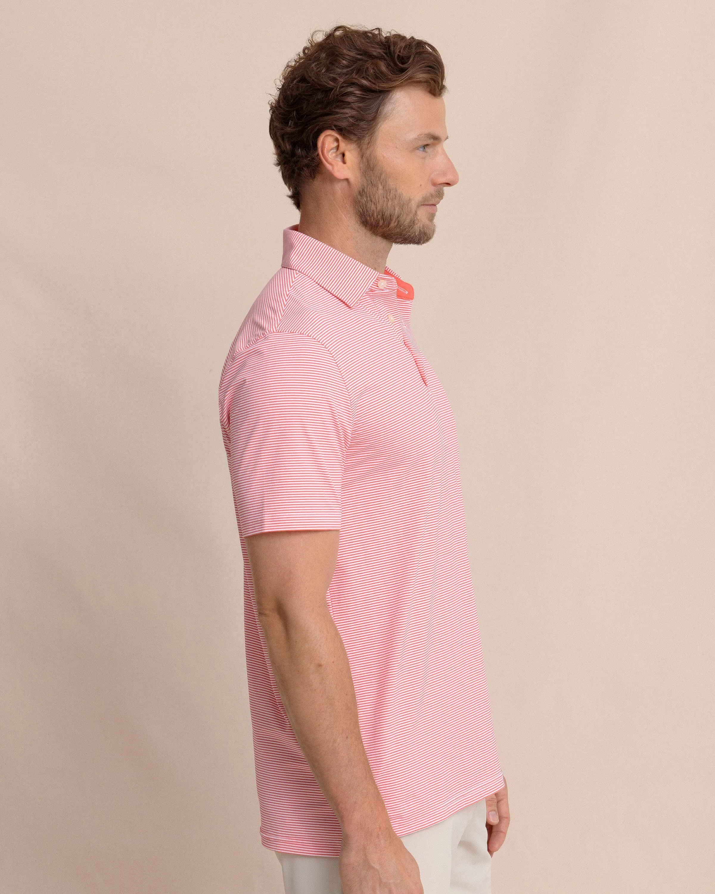 brrr°®-eeze Meadowbrook Stripe Polo - Sunkist Coral sold by Southern Tide product image thumbnail 4
