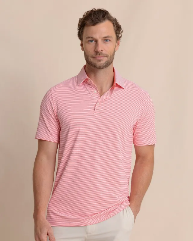brrr°®-eeze Meadowbrook Stripe Polo - Sunkist Coral made by Southern Tide