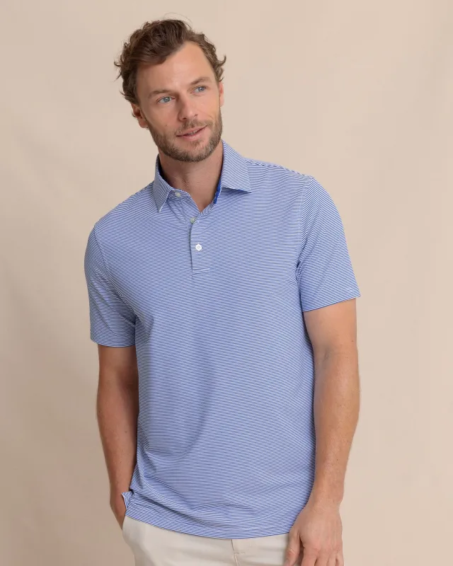 brrr°®-eeze Meadowbrook Stripe Polo - Surf Blue made by Southern Tide