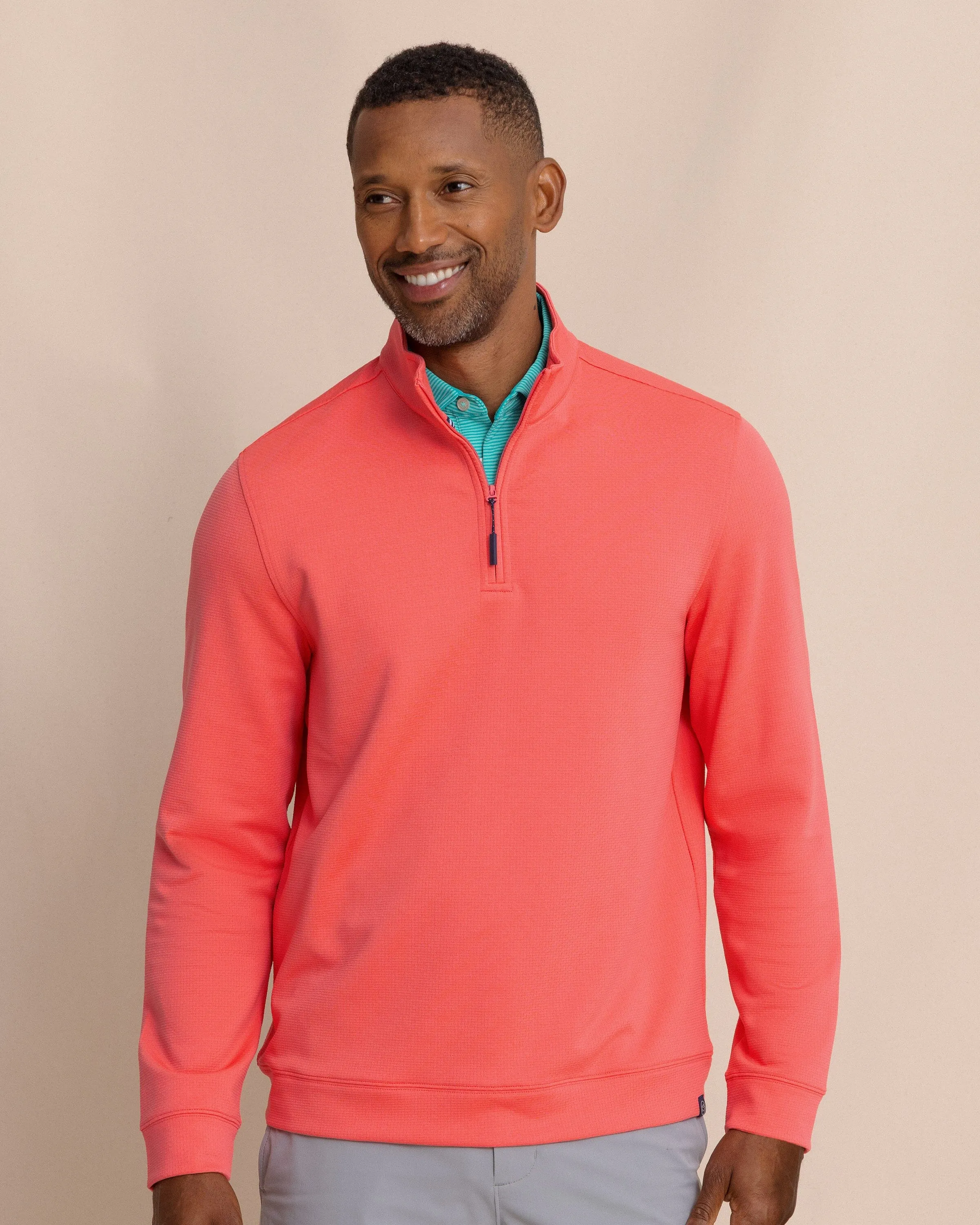Schooner Quarter Zip - Sunkist Coral sold by Southern Tide