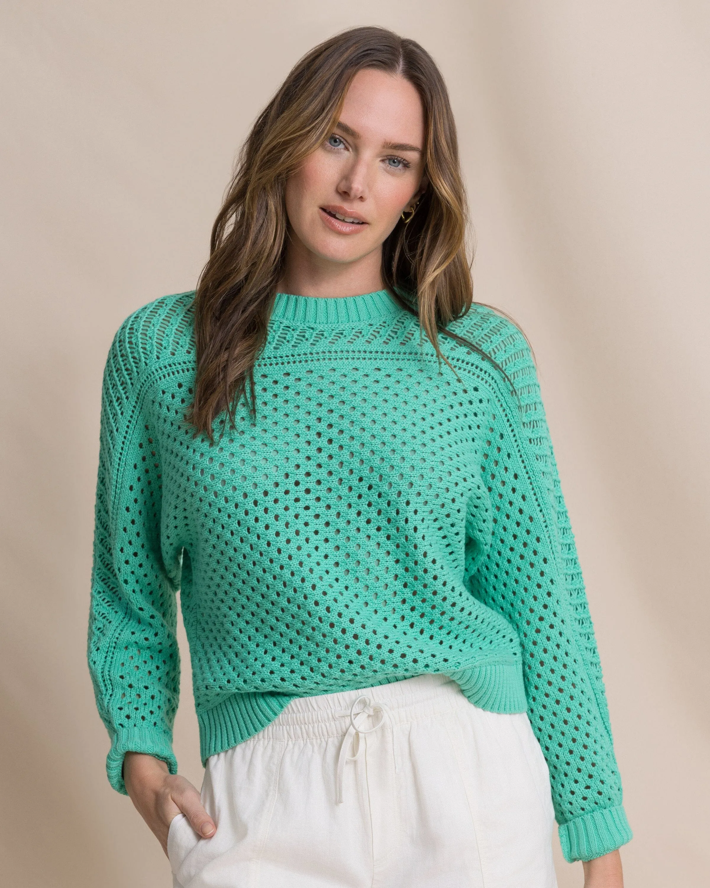 Ophelia Open Stitch Sweater - Florida Keys sold by Southern Tide