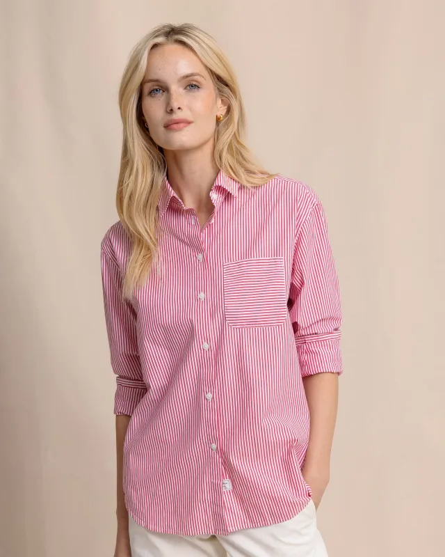 Katherine Stripe Shirt - Grenadine Red made by Southern Tide